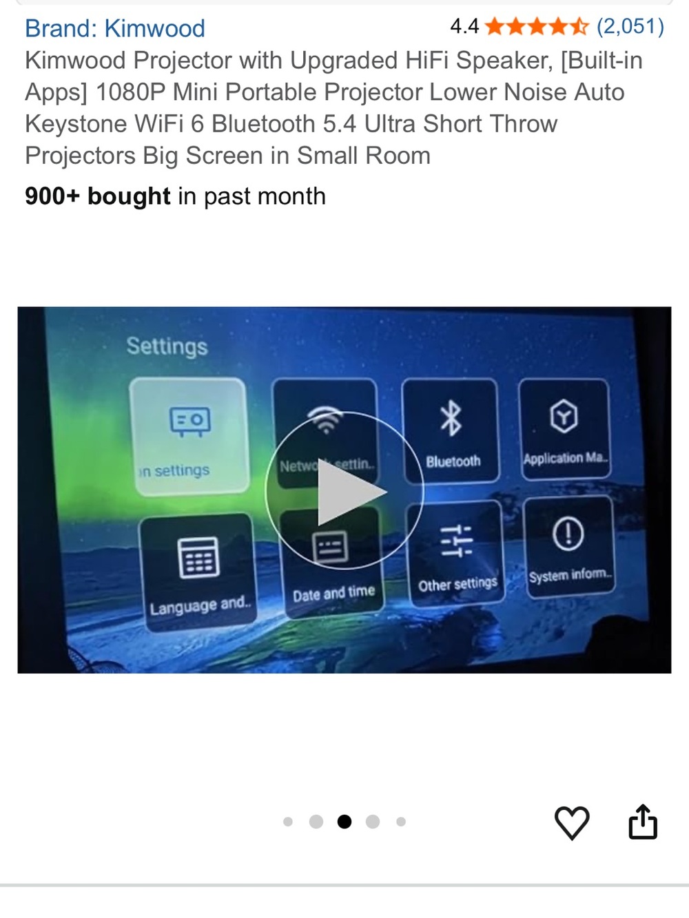 Kimwood Portable Mini Projector in White - Picture 5 of 9